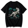 2025 Autumn Fashionable and Comfortable Cotton T-shirt Dinosaur Skeleton Printing Men's and Women's Plus Size Couple T-shirt