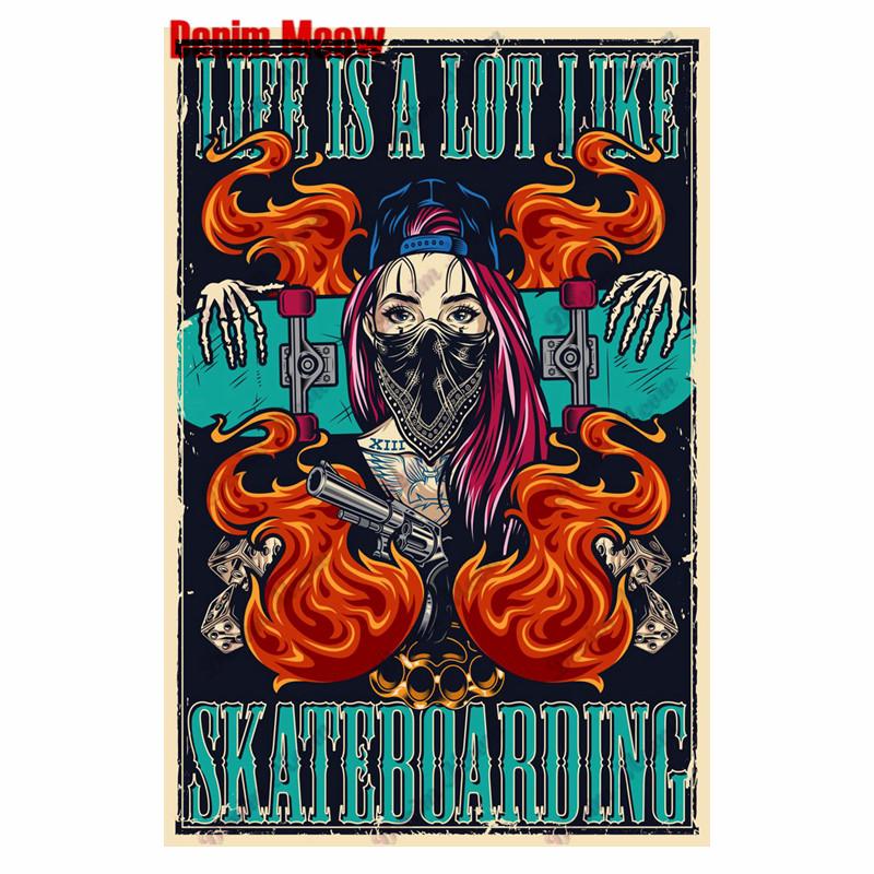 Студия винтажной татуировки, металлическая жестяная вывеска, красивая девушка, металлическая табличка, татуировка красивая девушка, ретро-декор стен, декор комнаты, WY36