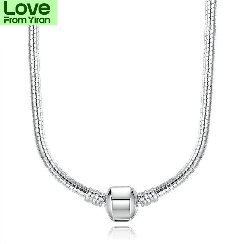 45cm Length Silver Color Charm Necklace Snake Chain Fit Brand Original Pendant Necklaces For Women Lover Diy Jewelry Gift