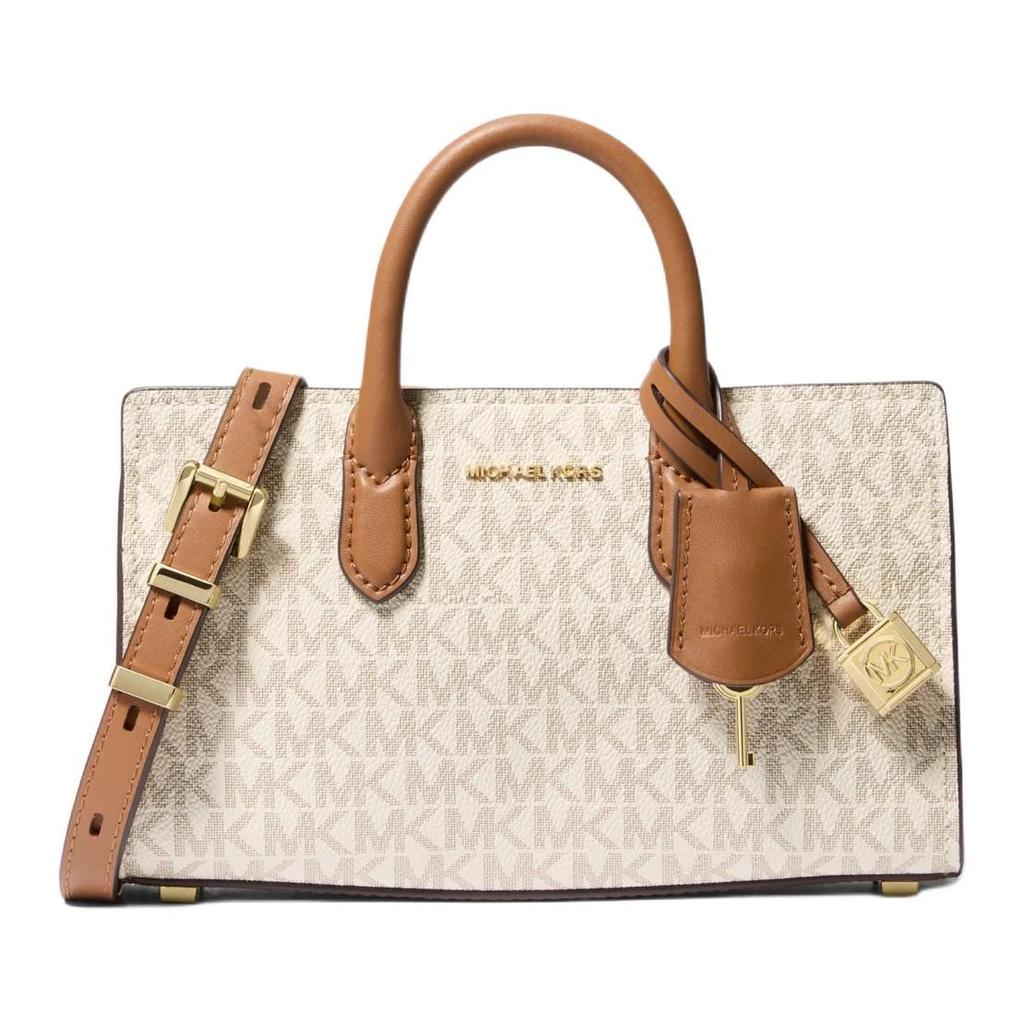 MICHAEL KORS Leather Shoulder Bag, Crossbody Bag, Handbag Women's Vanilla White & Acorn Brown 32F4GETC0B-049