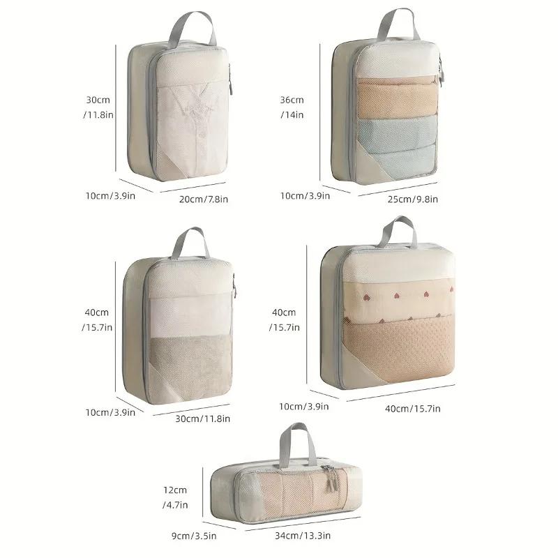 5 шт./набор Прочный полиэстер Хранение для чемодана багажа Органайзер для одежды Нижнее белье Разделенный Компактный Складной Органайзер Сумка