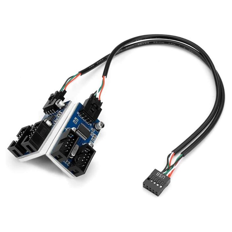 USB-разветвитель на 9 контактов для материнских плат Расширение USB на 9 контактов Решает проблему нехватки портов для пользователей настольных ПК