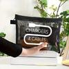Новая холщовая сумка-чехол для зарядного устройства на молнии, большая вместимость, органайзер для кабелей, дизайн с принтом, косметичка, для путешествий