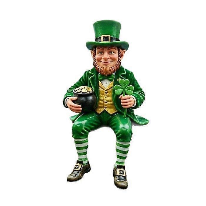 St. Patrick's Day Figurines Irish Shamrocks Leprechaun Green Gnomes Scottish Resin Statue Lovers Gifts for Home Kitchen Office Tiered Tray Table Decor