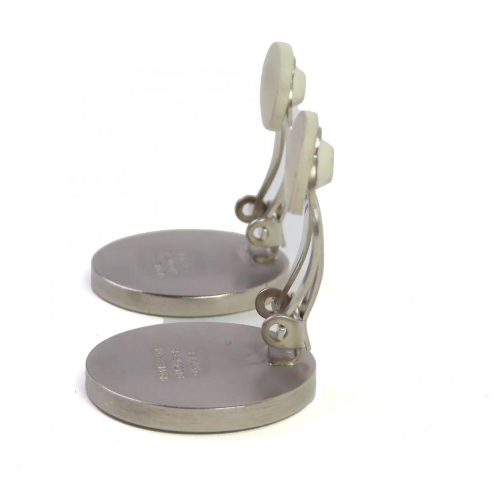 Excellent HERMES Earring Serie Crude Cell Shell Binaural Accessory Silver  Used