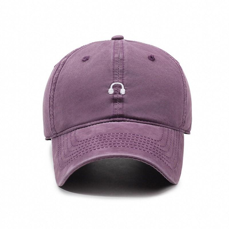 Stylish simple earphones embroidery large brim baseball cap simple tooling small LOGO men's and women's casual spring and summer sun hat