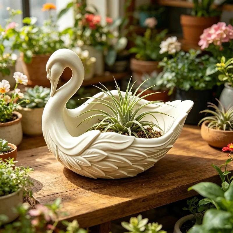 Swan Shaped Key Organizer Bowl Elegant Waterproof Storage Tray for Jewelry Ring Cosmetics Entryway Desktop Home Decor