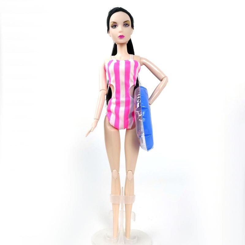 Розовое полосатое бикини для куклы Барби, одежда, пляжный цельный монокини, спасательный круг, купальный костюм для 1/6 BJD, аксессуары для кукол, игрушки