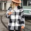 Women's Fashion Casual Plaid Print Autumn Winter Long Sleeve POLO Neck Jackets & Coats