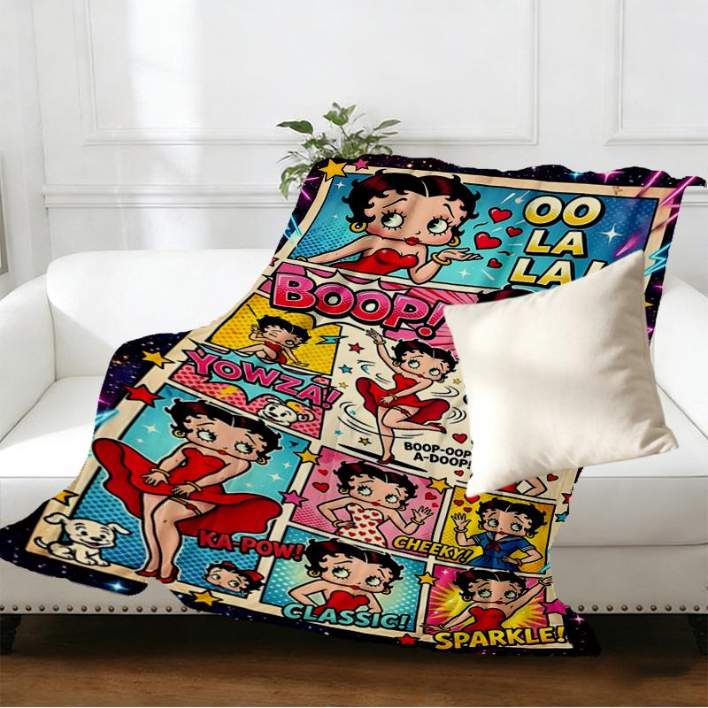 Betty Boop Print Blanket - Soft & Comfortable, for Bedroom, Travel, Sofa, Home Decoration - Birthday Christmas Gift for Friend