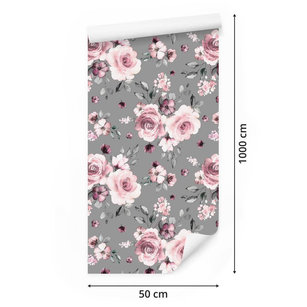 Wallpaper Fashionable flowers and roses for the living room and bedroom 50x1000