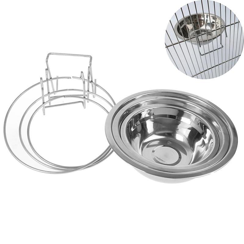 Миска из нержавеющей стали для подвешивания для питомцев, для кормления собаки, кошки, птицы, попугая, для еды, воды, клетка, чашка