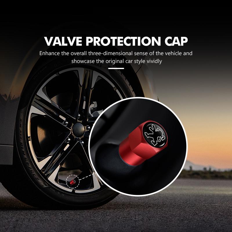 4pcs Car Aluminum Tire Wheel Valve Caps Universal Accessories For Peugeot GTLine 308 508 5008 3008 406 607 RCZ 301 208 GT