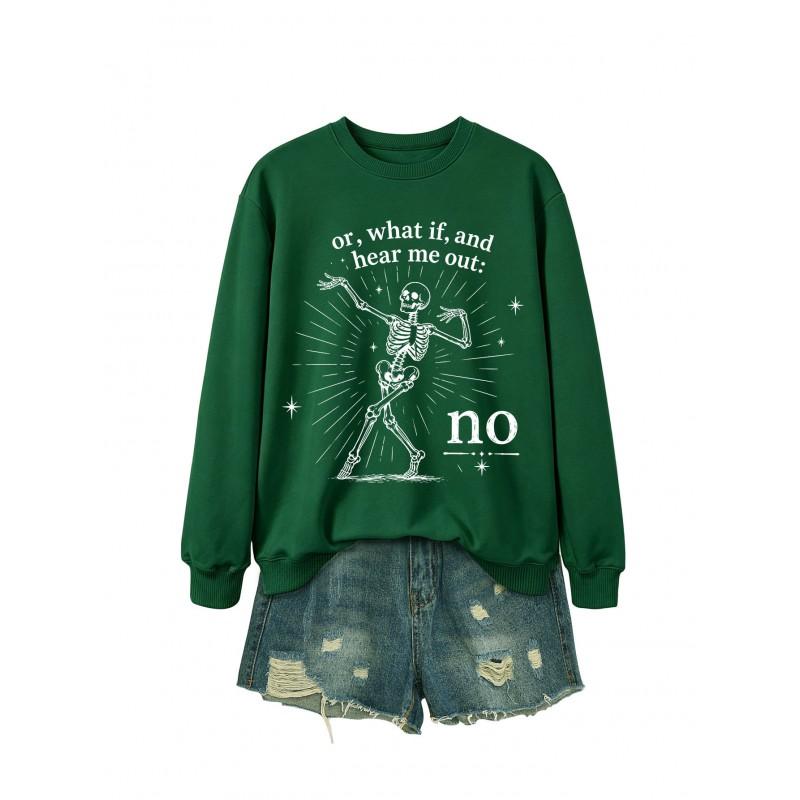 Womens Casual Printed Pullover Sweatshirt - Fashionable All-match Long Sleeve Top