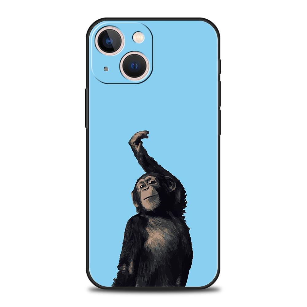 Милый забавный чехол-обезьянка для iPhone 17 16E 15 16 14 13 12 11 Pro Max 7 8 Plus Мягкая задняя крышка из ТПУ