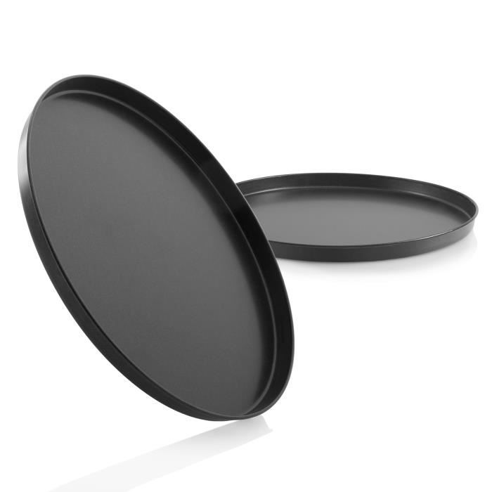 Moules à Pizza - GRIZZLY - Lot de 2 - Anti-adhérent - Acier au carbone - 28 cm