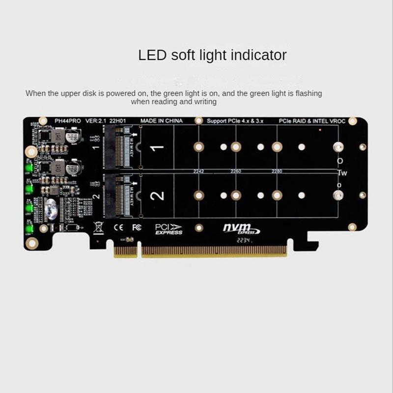 Двухдисковый PCIE Pciex16 для M.2 M-Key NVME SSD-карта расширения, поддерживает 4 Nvme M.2 M Key 2280 SSDAA