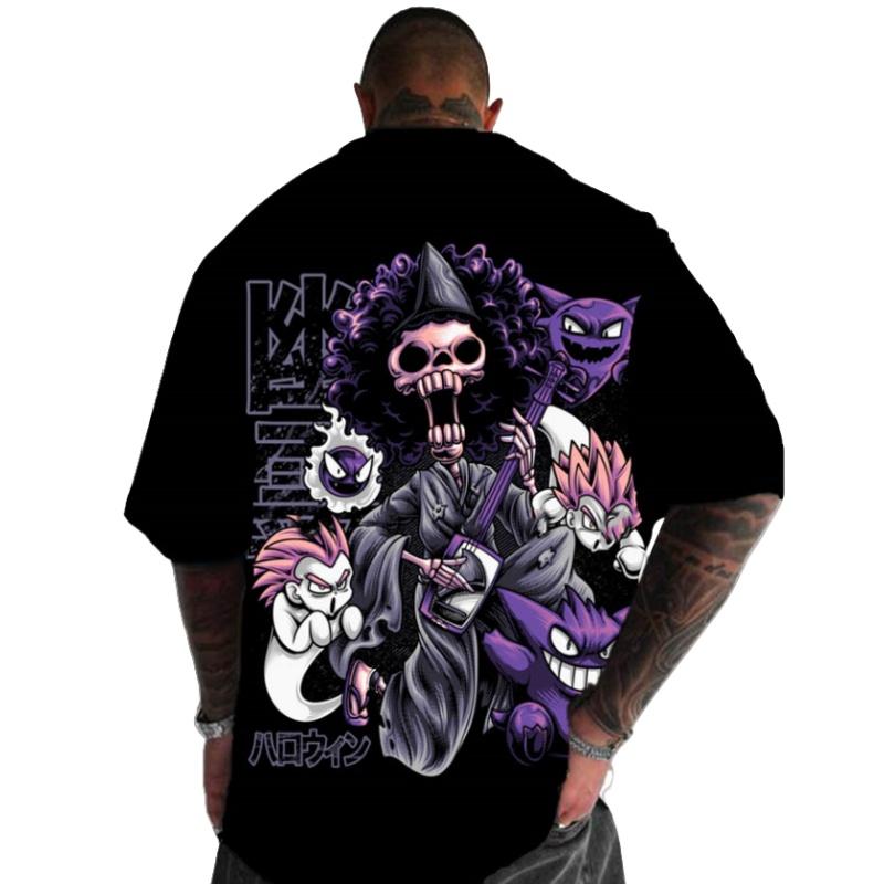 Летняя мужская футболка в стиле хип-хоп с рисунком черепа, свободные топы с круглым вырезом и короткими рукавами, дышащая удобная одежда больших размеров