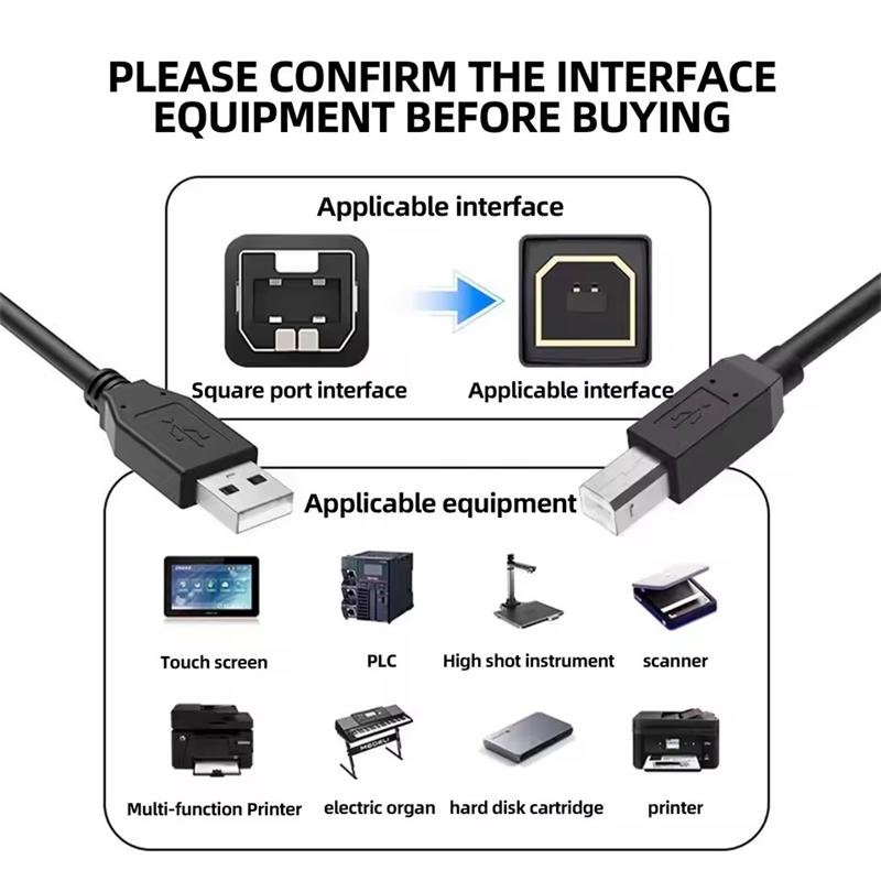 USB-кабель для принтера, тип B (папа) на тип A (папа), кабель USB 2.0 для MacBook, HP, Canon, Epson, Dell, принтера этикеток ZJiang, кабель USB 2.0 для принтера