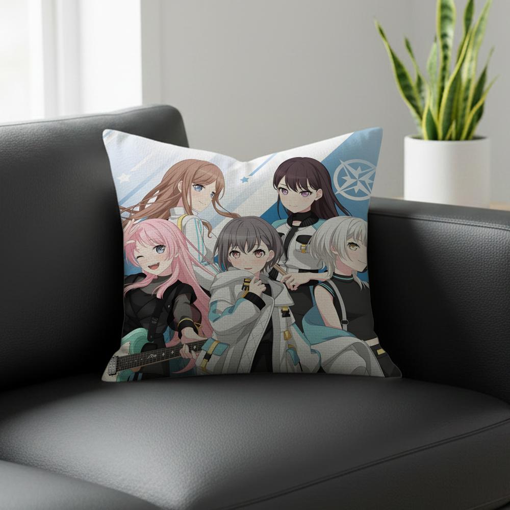 Game BanG Dream Cushion Cover Natural Linen Pillowcase Set AllinOne Decor for Sofa Bedroom Chair