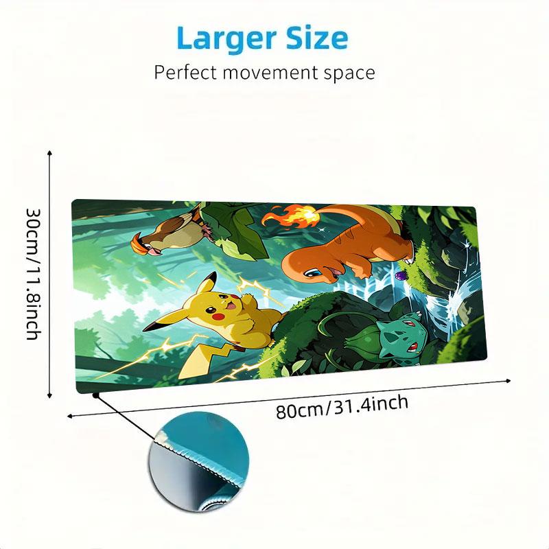 Cute Pokemon Mouse Pad, Large Gaming Desk Mat, Non-slip XXL Mousepad for Laptop & Tablet, Mini PC Playmat with Stitched Edges