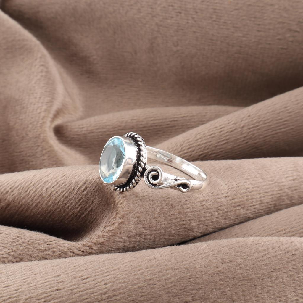 Sky Blue Topaz Gemstone Ring, Handmade Gorgeous Jewelry, 925 Sterling Silver Jewelry, Ring For Wedding Gift