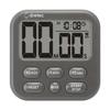 Dretec Timer, Large Screen, No Switching Required! Displays Clock and Timer On One Screen, Ideal for Studying and Kitchen, Shabon 6, Dark Gray