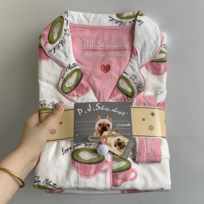 New Style Pajamas Set, Pure Cotton 2-piece Set, Women's Printed Cartoon Pajamas, Long-sleeved Trousers Set, Autumn Home Clothes, Home Clothes