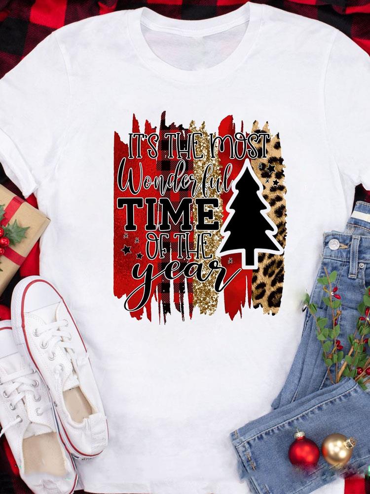 (Азиатский размер) Топ Футболка фестиваль Счастливого Рождества Новый год Праздник Повседневный любовь сердце клетка Женский Принт Леди Короткий рукав Мода Графические футболки