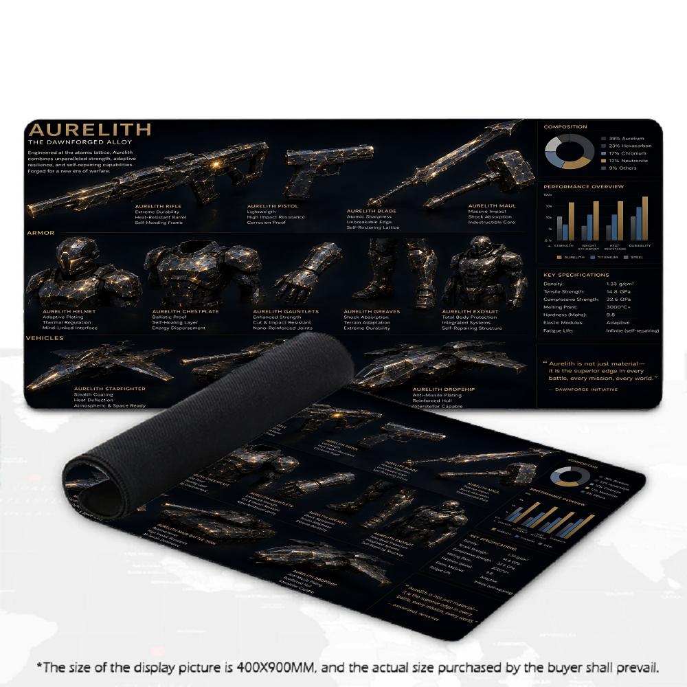 Sci-Fi Mech Armor Mecha Blueprint XXL Deskmat Futuristic Rifle Spaceship Large Non-Slip Rubber Keyboard Gaming Office Mouse Pad