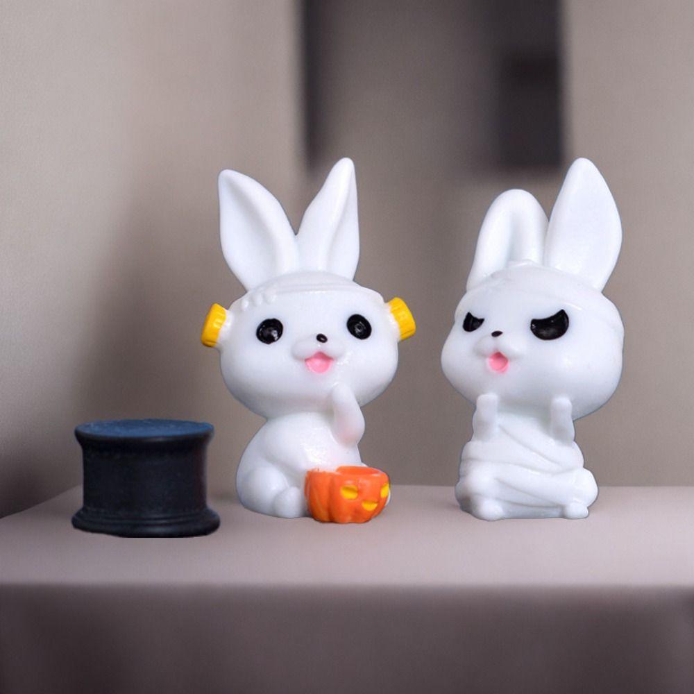 Pumpkin Black Cat Halloween Rabbit Ghost Figurines Micro Figurine Ornaments  Garden Outdoor Decor