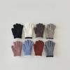 Korean Style Kids Knit Gloves Winter Warm Mittens Solid Color Gloves Soft Crochet Hand Warmers for Boys Girls Trendy Children