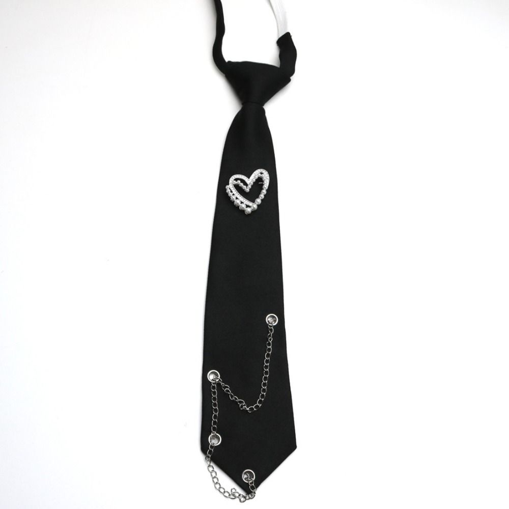Black Long Necktie Korean Style Shirt Tie Temperament Love Heart Tie  Performance