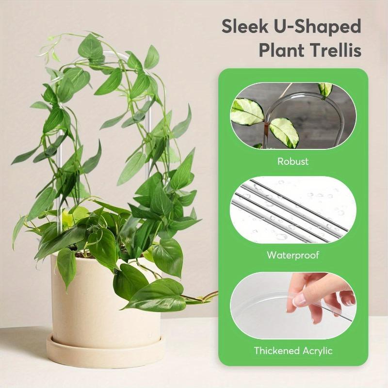 A Top Quality U-shaped Acrylic Plant Climbing Frame, Transparent and Durable, Suitable for Indoor Vine and Flower Pot Support