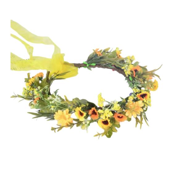 Девочки Венок Ободок Искусственные Цветы Листья Декор Регулируемая Лента Ручная Работа Гирлянда Свадьбы Фестивали Декор