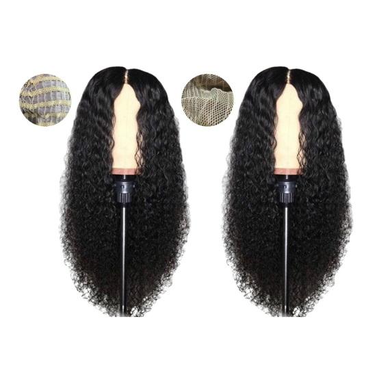 Африканские женские длинные курчавые вьющиеся парики, естественный вид, парики из высокотемпературного шелкового волоса, долговечный модный пушистый черный парик с центральным пробором, головные уборы