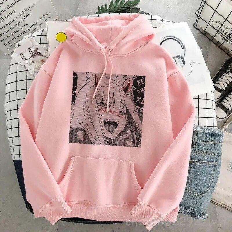 DARLING In The FRANXX Zero Two Толстовка Женская Harajuku Уличная одежда с длинным рукавом Эстетическая толстовка Пуловер Хлопковый свитшот Унисекс Толстовка
