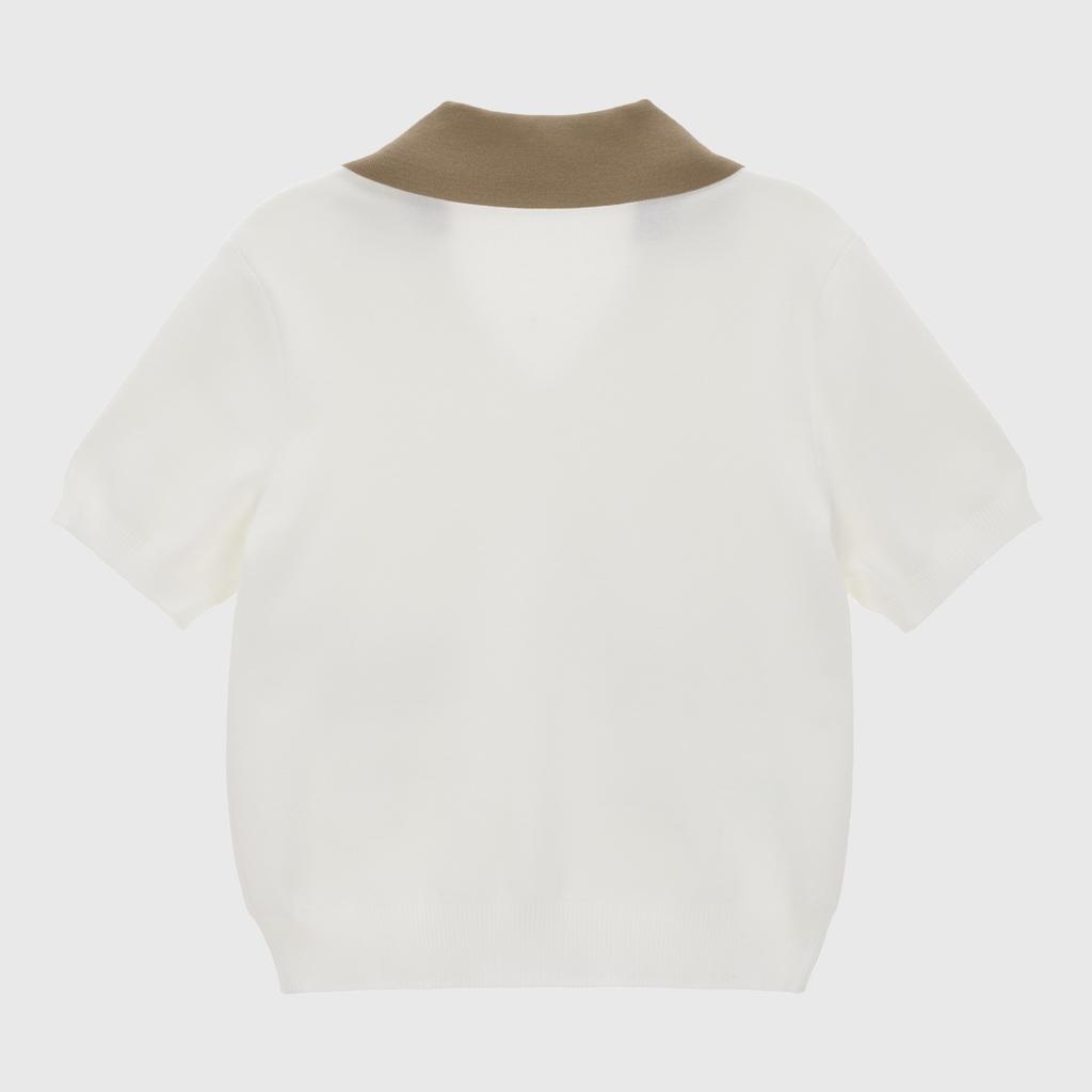 LIKK Contrast Point Half Sleeve Knit (White)_L4A1-Nb04K