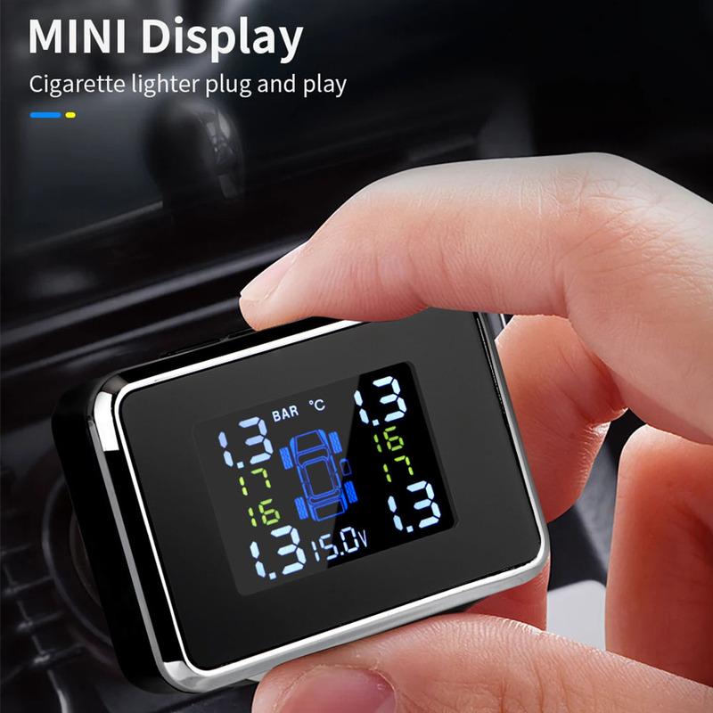 Car TPMS LCD Digital Display Tire Pressure Alarm System Auto Security Alarm Cigarette Lighter Wireless Sensors