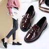 Women's Black Patent Leather Loafers Platform Slip On Shoes for Woman Autumn British Tassel Casual Bowknot Flats Shoes