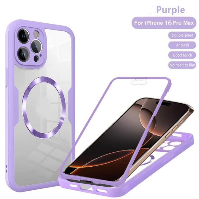 Для iPhone 16 15 14 11 12 13 Pro Max 360° Полностью защищенные двусторонние магнитные чехлы для беспроводной зарядки Magsafe Защитная крышка