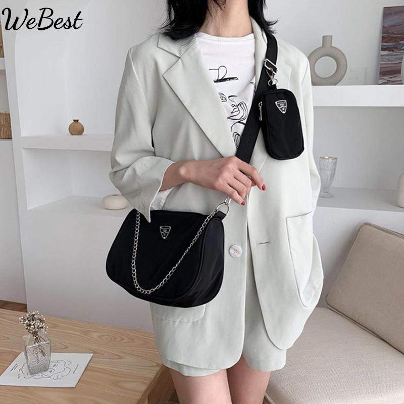 Винтажные нейлоновые сумки-бродяги на плечо для женщин, сумка через плечо с кошельком, повседневная сумка для подмышек большой вместимости, клатч