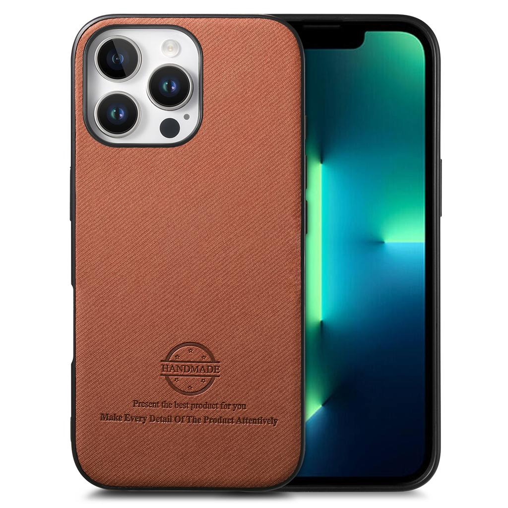 For iPhone 13 Pro Max Case Cloth Texture Leather+PC+TPU Anti-Drop Phone Cover