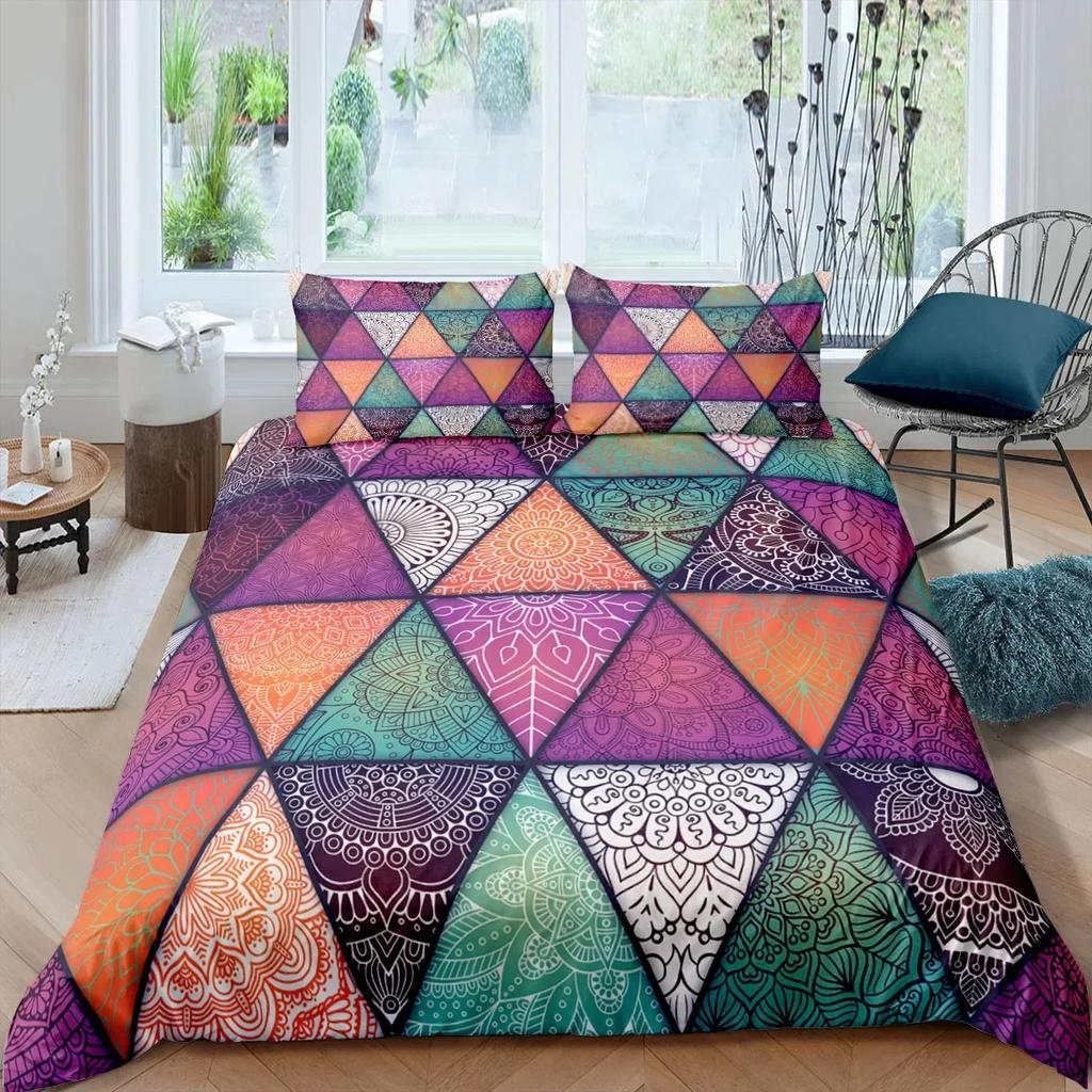 Luxury Boho Mandala Duvet Cover Set Bohemian Bedding Sets Mandala Print Comforter Cover King Size Double Bed Set Quilt Cover