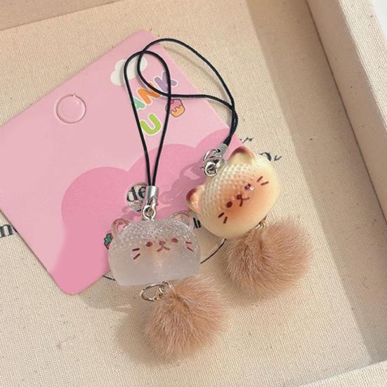 Брелок Подвеска Смола Кот Плюшевый Шар Декор Подвеска для Телефона Ключи Сумки Сотовые Телефоны Держатель для Ключей Модный Аксессуар