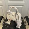 Bow Boston Handbag Lace Ribbon Small Square Bag Pea Bag Crossbody Bowling Bag  Party