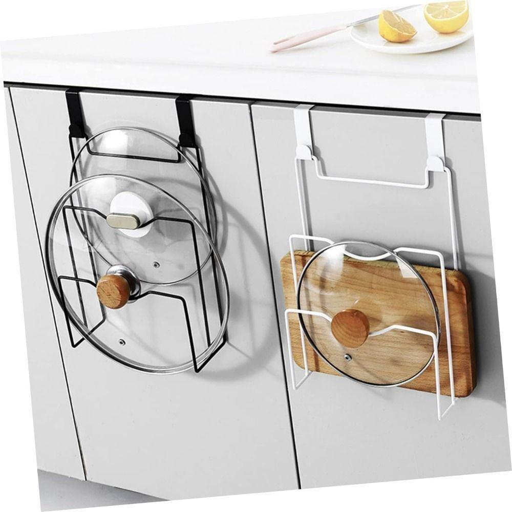 Wall Mounted Pot Cover Rack Suspension Kitchen Storage Rack Portable Lid Rack