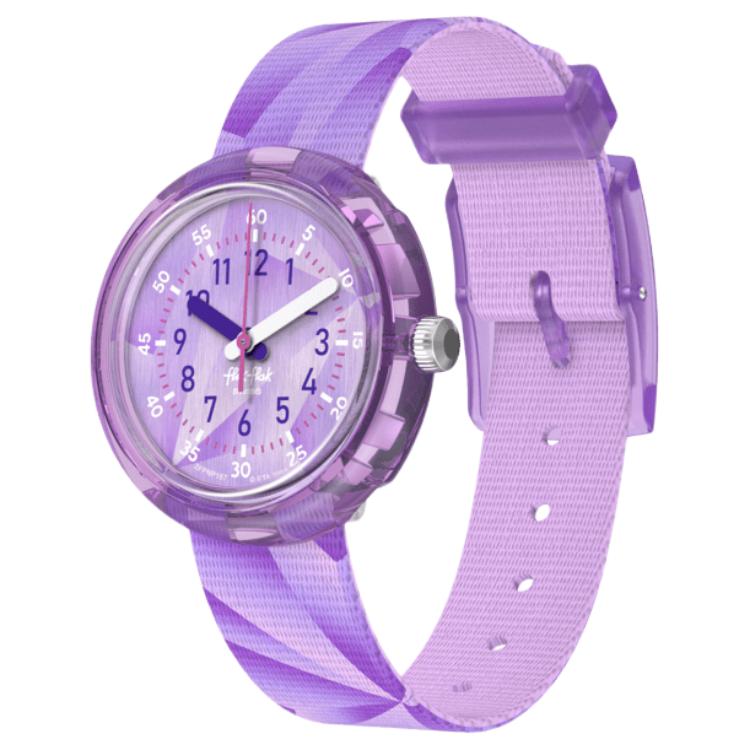 Swatch Flik Flak серия Feifei кварцевый механизм 30 метров водозащита 31,85*30,6 мм фиолетовый циферблат корпус из биоисточника ремешок из переработанного ПЭТ ZFPNP167