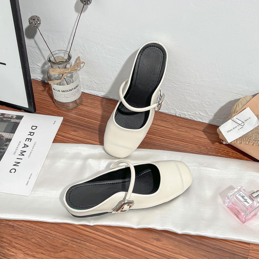 Grape Mother Autumn New Small Inner Height Increase Platform Muller Shoes Women 2025 French Temperament Single Shoes Women's Outer Wear