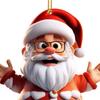 Santa Claus Decoration 2D Acrylic Hanging Ornament Cartoon Santa Christmas Tree Decoration for Mantel Wall Window Decor